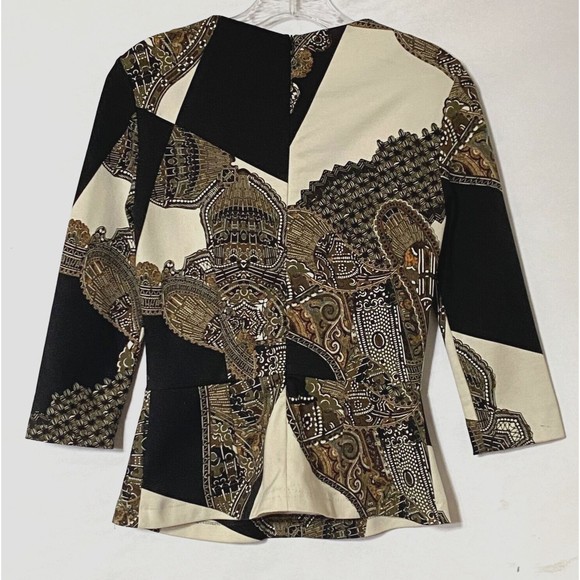 Etro Milano Paisley Peplum Top Womens Size 42 Multicolor Viscose Wool - Picture 3 of 16